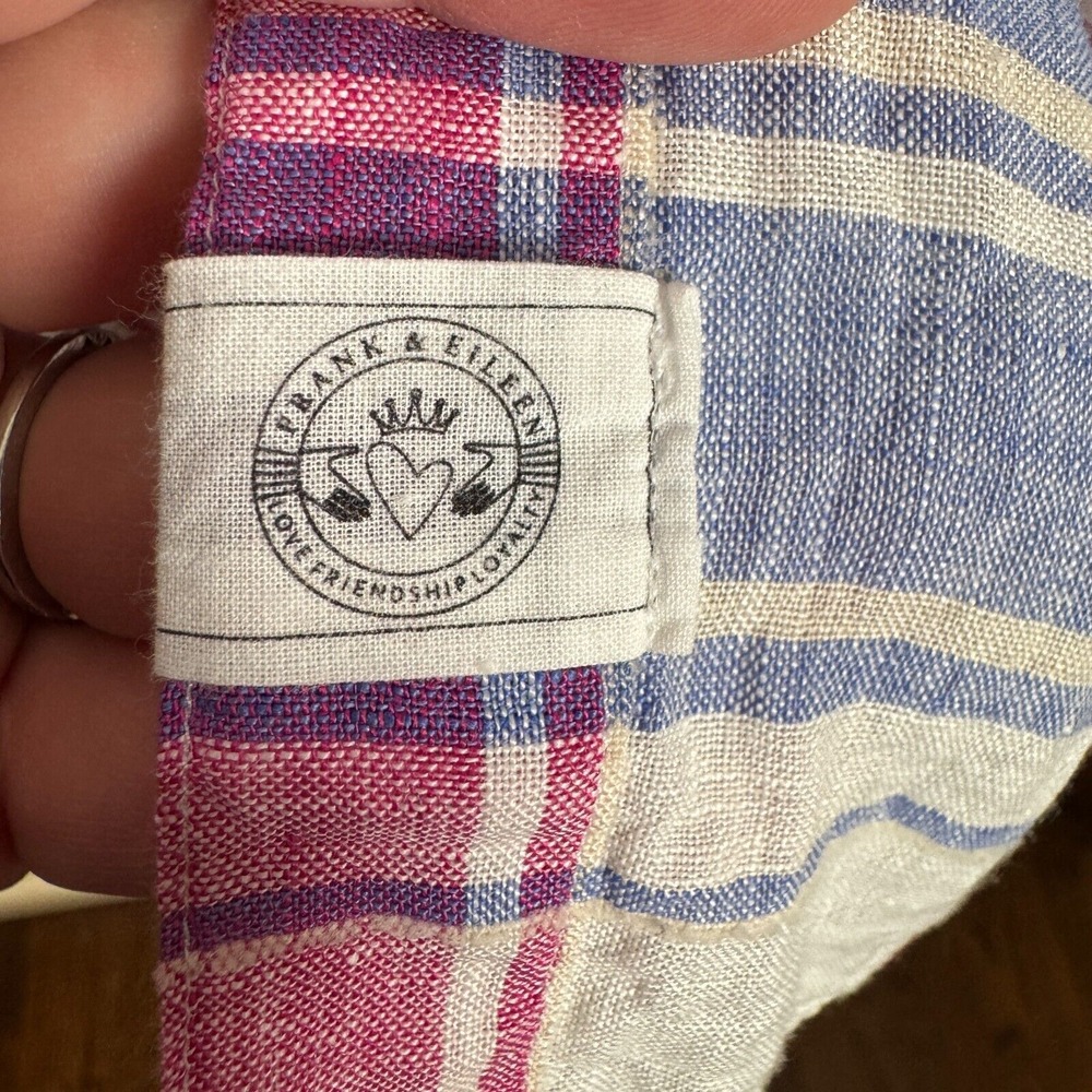 Frank & Eileen Barry Large Pink Purple White Linen Relaxed Button-Up Shirt Italy - Picture 10 of 12